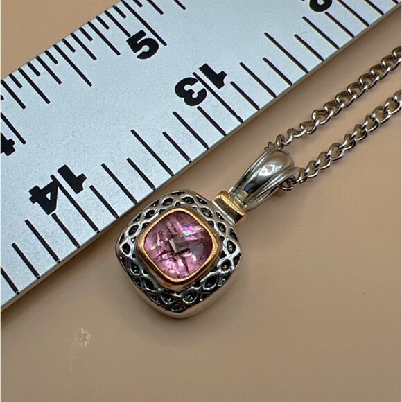 Vintage Silver & Crystal Beaded Bracelet With Pink Stone Pendant Necklace Set. - Picture 16 of 16